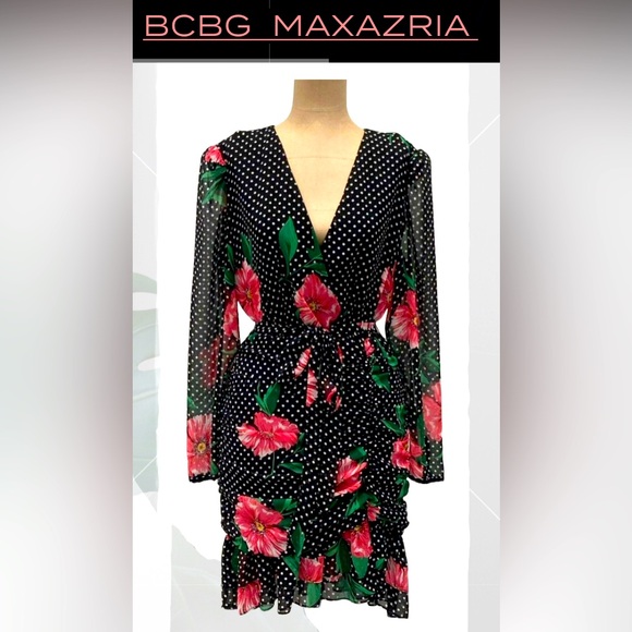 🌺 NWT Sweet & Sexy BCBGMaxAzria floral belted ruched dress 🌺Offers accepted! - Picture 1 of 7